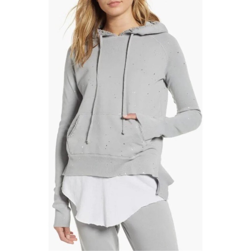 Frank & Eileen Pull Over Distressed Hoodie in Triple Fleece, Color Solid Mint